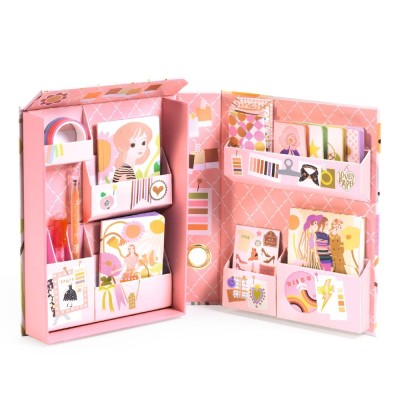 Djeco zestaw kreatywny dla dziewczynki Segregator z zestawem papierniczym Tinou