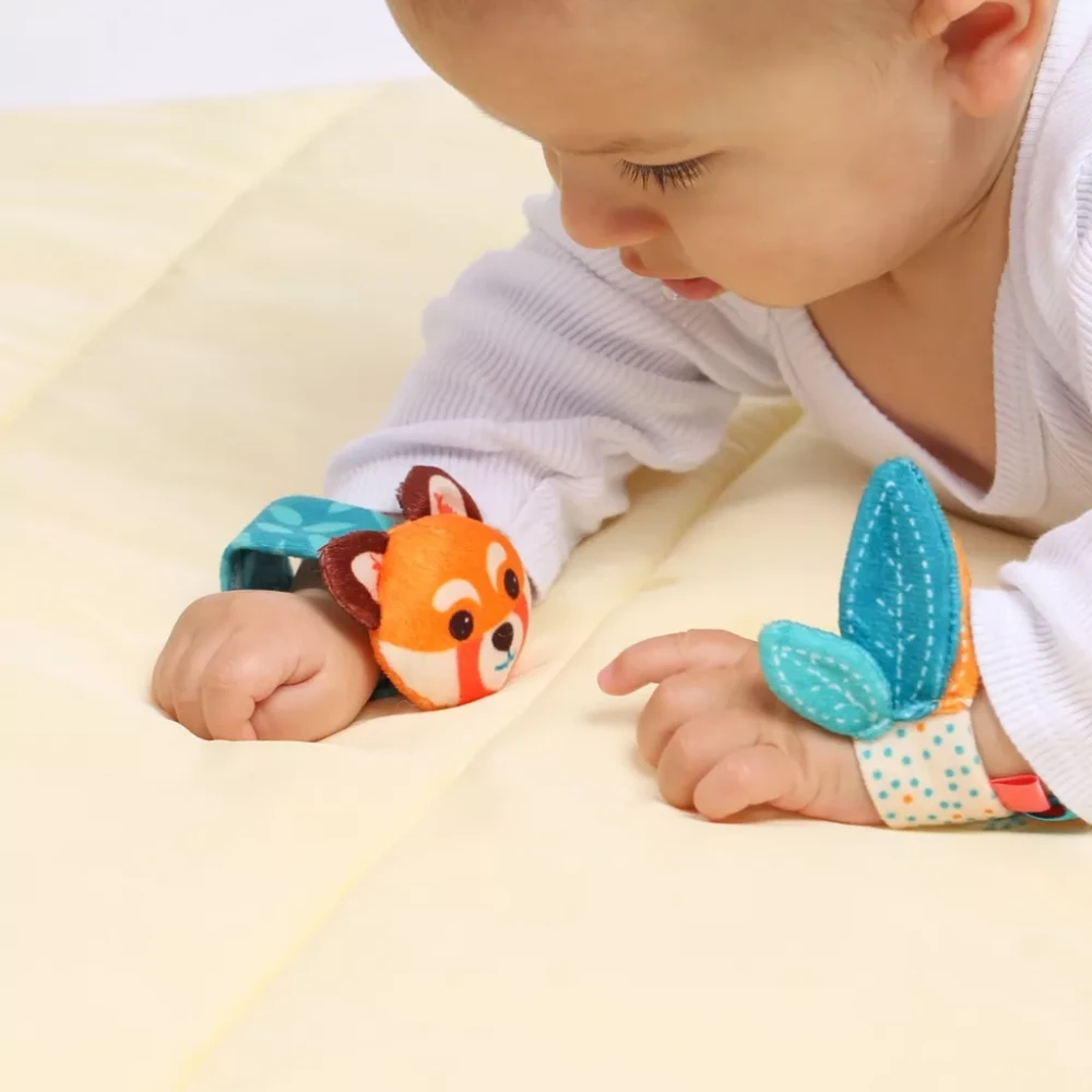LUDI Baby Foot & Hand Rattles zabawki sensoryczne dla niemowląt do rozwoju motoryki