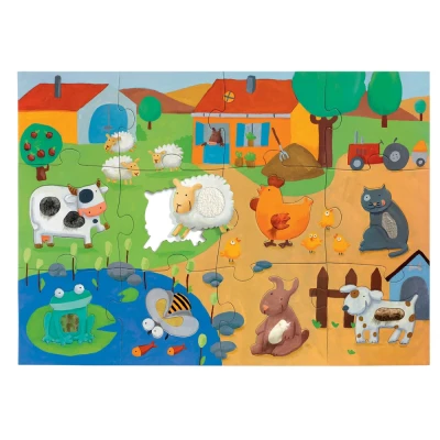 Djeco puzzle sensoryczne Farma 12 elementów