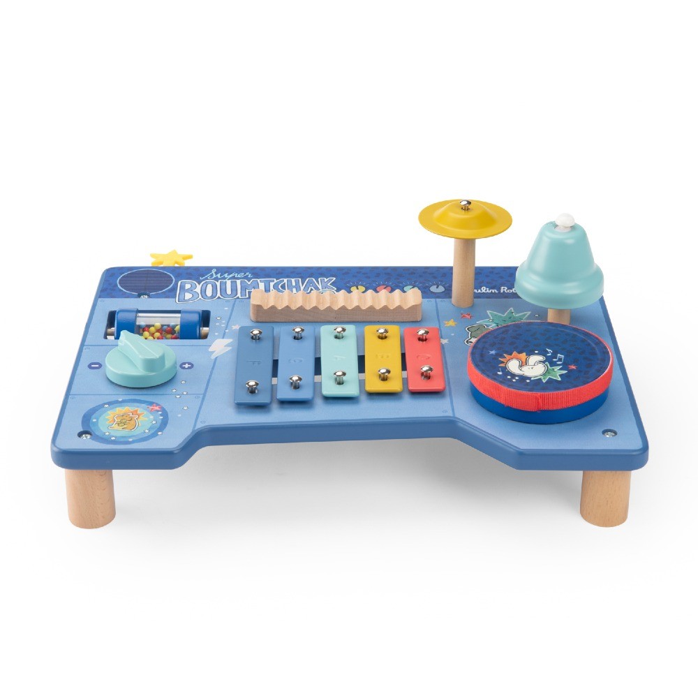 Moulin Roty Muzyczny Stolik Edukacyjny Puce & Pilou 684092 – pierwsza orkiestra Twojego dziecka