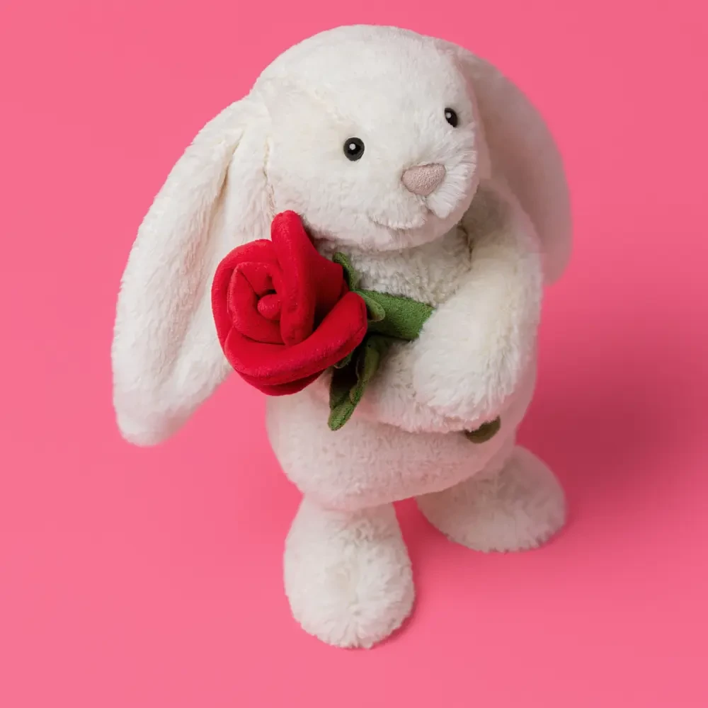 Jellycat królik pluszak maskotka Cream Bunny with Rose
