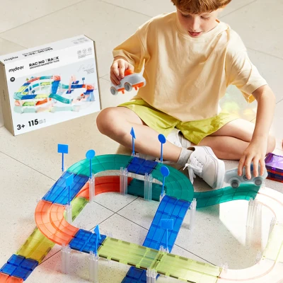 Mideer klocki magnetyczne z autkami Tor Wyścigowy