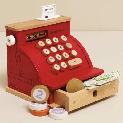 Kasa Fiskalna Sklepowa dla Dzieci Drewniana z Akcesoriami Le Toy Van Shop Till 3+