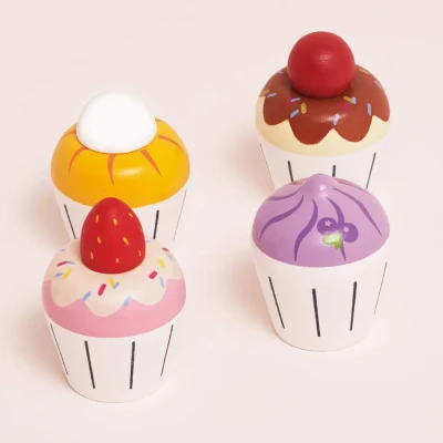 Le Toy Van Zestaw 4 Drewnianych Muffinek – Zabawa w Cukiernię 3+
